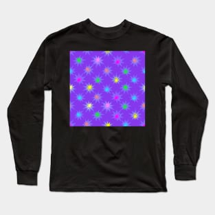 Glow Stars Diagonal Repeat on Purple 5748 Long Sleeve T-Shirt